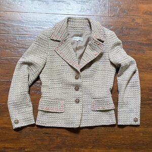 Vintage Gerard Darel Boucle Pink & Cream Tweed Blazer | Size 38 / Women's 4-6